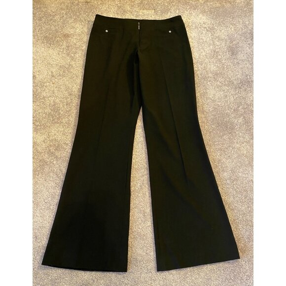 Cache Womens Black Flared Dress Pants Size 10 Rhinestone Snap Accent - Picture 1 of 9